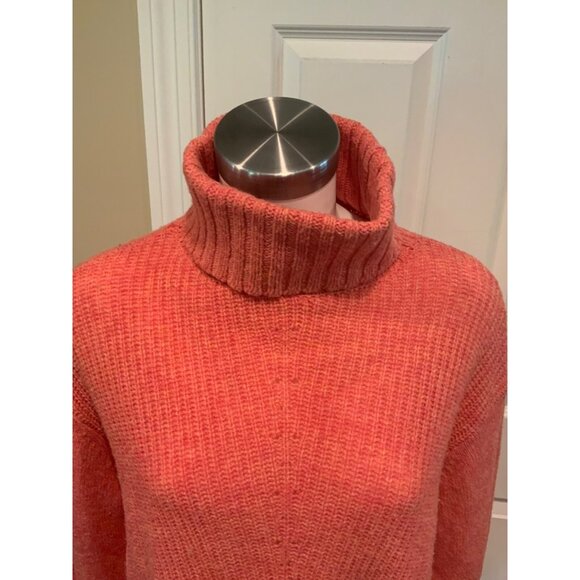 Moth Anthropologie Coral Pink Rib Knit Turtleneck Sweater, Size XS - Picture 2 of 6